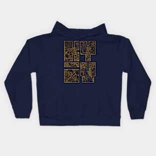 Kyiv, Ukraine City Map Typography - Gold Art Deco Kids Hoodie